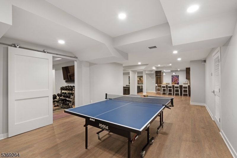 Game Room, Interior, Recessed Lighting, Wood Texture Flooring