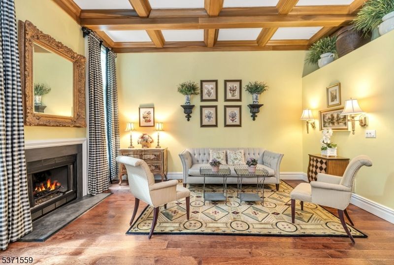 Fireplace, Interior, Living room, Wooden Beams, Wood Texture Flooring