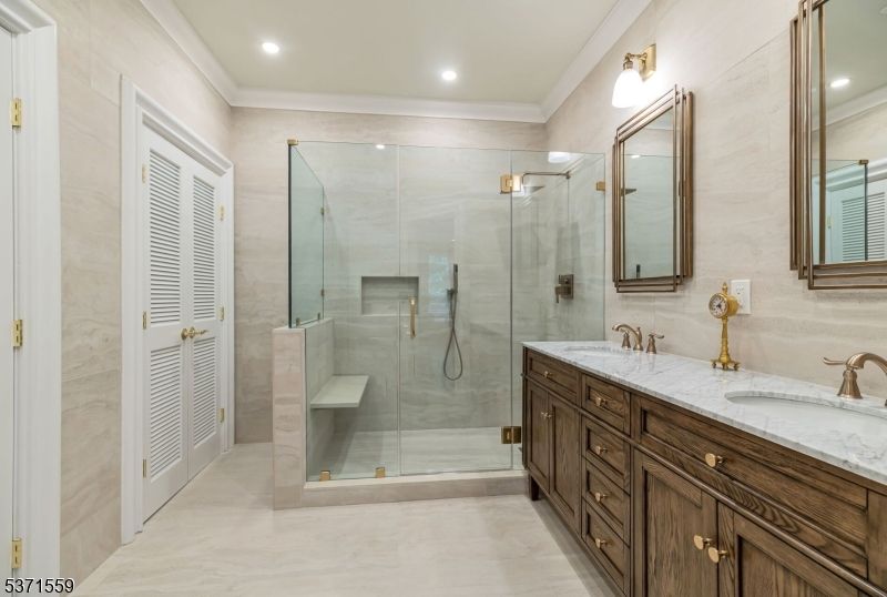 Bathroom, Dual Sink Vanities, Glass Shower, Interior, Recessed Lighting