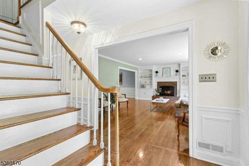 Fireplace, Interior, Recessed Lighting, Wood Texture Flooring