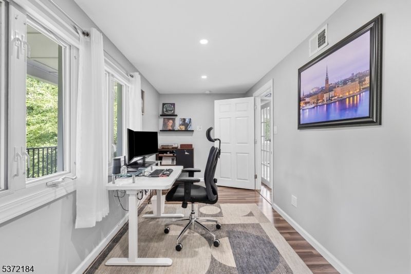 Home Office, Interior, Recessed Lighting, Wood Texture Flooring
