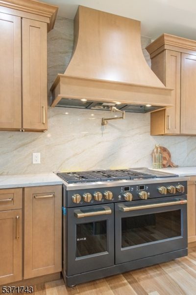 Interior, Kitchen, Marble Walls, Stainless Steel Appliances, Wood Texture Flooring