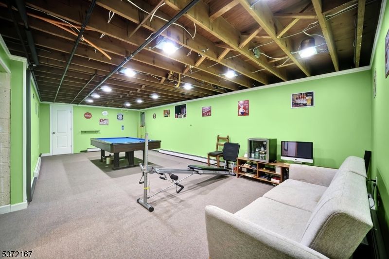 Billiard Table, Game Room, Interior, Wooden Beams