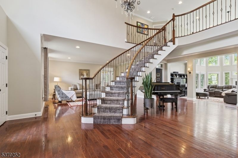 Interior, Living room, Piano, Recessed Lighting, Wood Texture Flooring