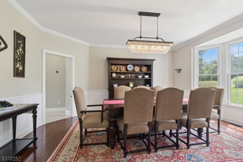 Chandelier, Dining room, Interior, Wood Texture Flooring
