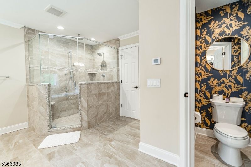 Bathroom, Glass Shower, Interior, Recessed Lighting
