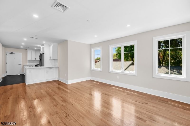 Empty room, Interior, Kitchen, Recessed Lighting, Wood Texture Flooring