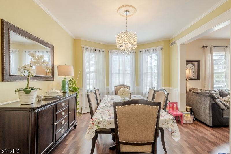 Chandelier, Dining room, Interior, Wood Texture Flooring