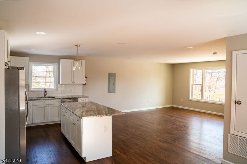 Interior, Kitchen, Pendant Lights, Recessed Lighting, Wood Texture Flooring