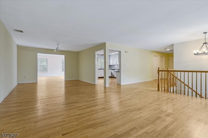 Chandelier, Empty room, Interior, Wood Texture Flooring