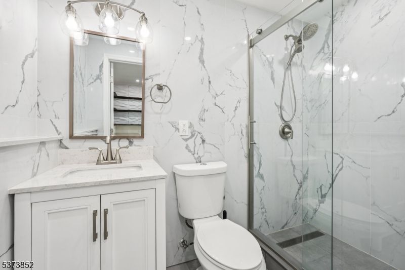 Bathroom, Glass Shower, Interior, Marble Walls