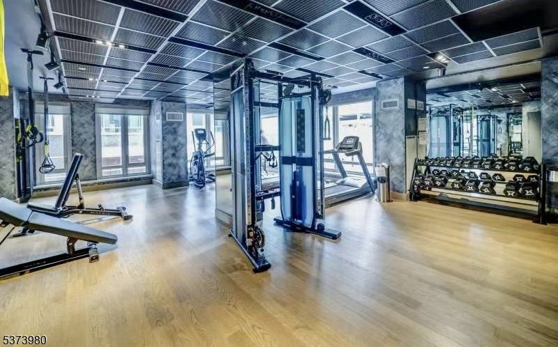 Fitness Equipment, Gym, Interior, Wood Texture Flooring
