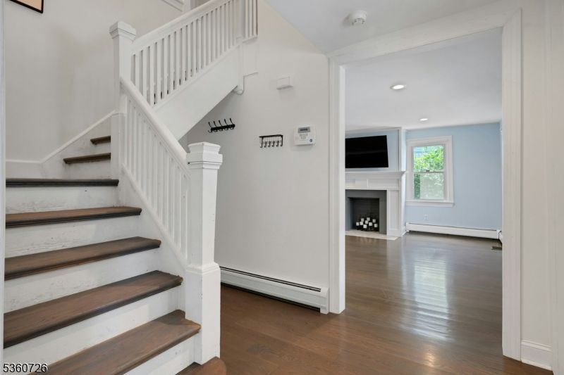 Fireplace, Interior, Recessed Lighting, Wood Texture Flooring