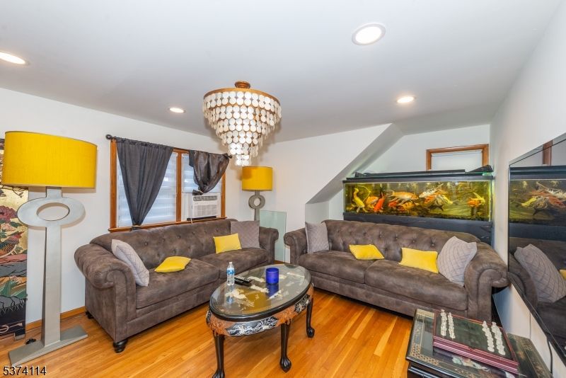 Chandelier, Interior, Living room, Recessed Lighting, Wood Texture Flooring