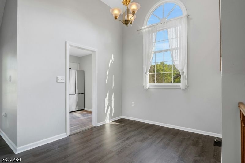 Chandelier, Empty room, Interior, Kitchen, Wood Texture Flooring