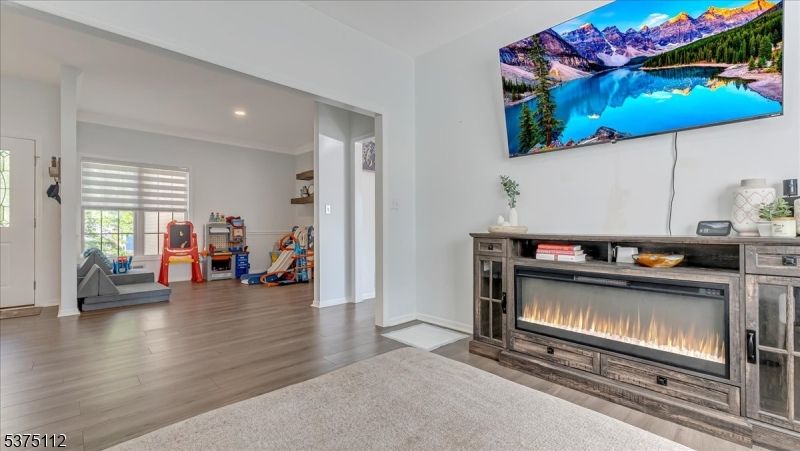 Fireplace, Interior, Recessed Lighting, Wood Texture Flooring