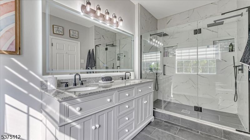 Bathroom, Glass Shower, Interior, Marble Walls