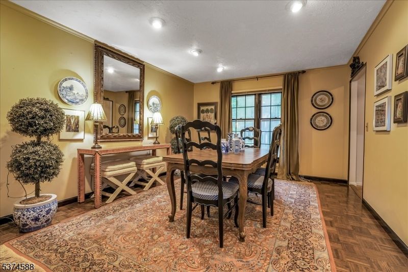 Dining room, Interior, Recessed Lighting, Wood Texture Flooring