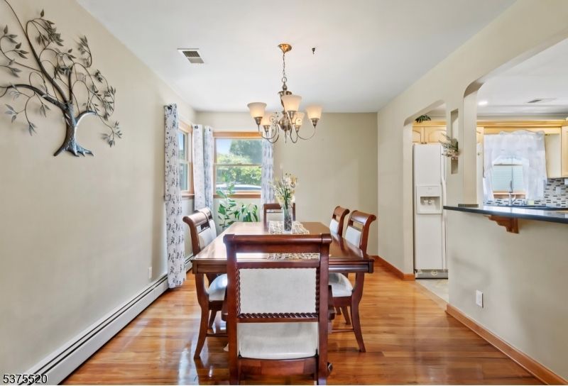 Chandelier, Dining room, Interior, Wood Texture Flooring
