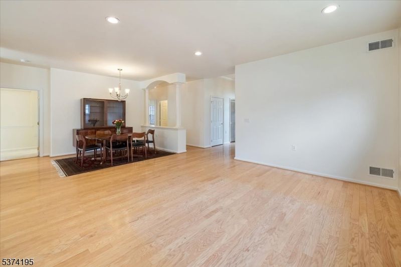 Chandelier, Dining room, Interior, Recessed Lighting, Wood Texture Flooring
