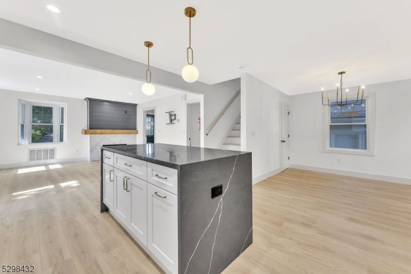 Interior, Kitchen, Pendant Lights, Recessed Lighting, Wood Texture Flooring