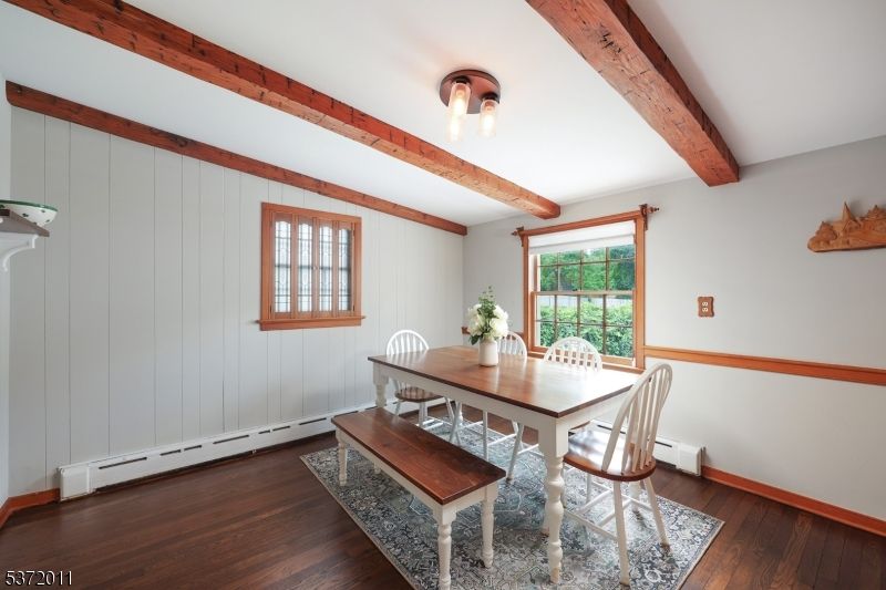 Dining room, Interior, Wooden Beams, Wood Texture Flooring