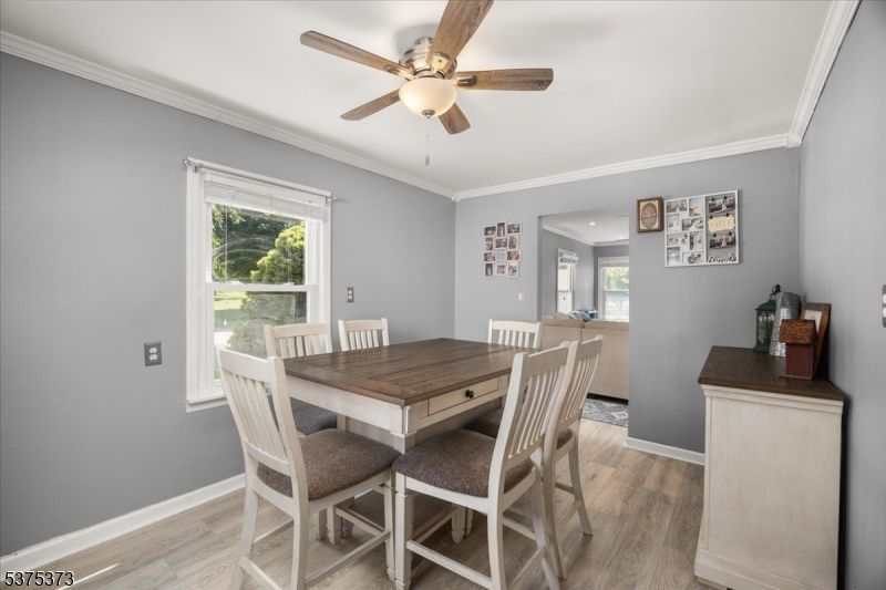 Dining room, Interior, Recessed Lighting, Wood Texture Flooring