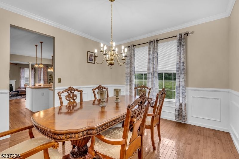 Chandelier, Dining room, Interior, Pendant Lights, Wood Texture Flooring
