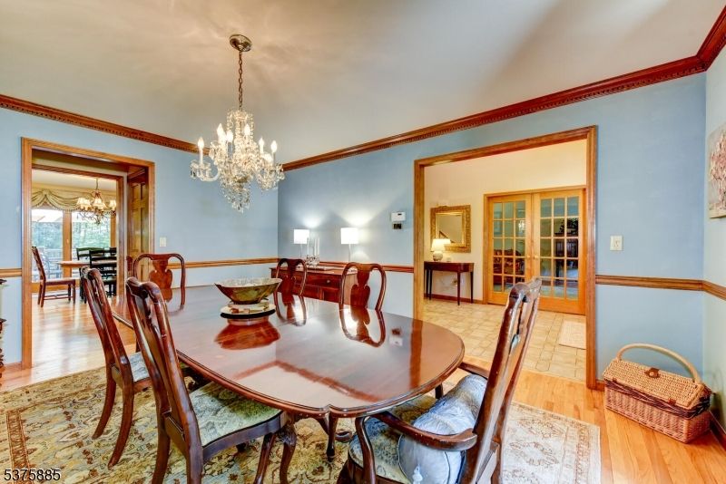 Chandelier, Dining room, Interior, Wood Texture Flooring