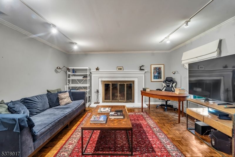 Fireplace, Home Office, Interior, Living room, Wood Texture Flooring