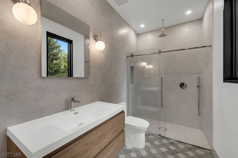 Bathroom, Glass Shower, Interior, Recessed Lighting