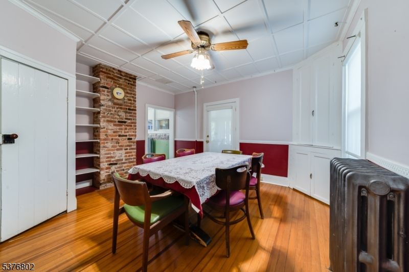 Dining room, Interior, Stone Walls, Wood Texture Flooring