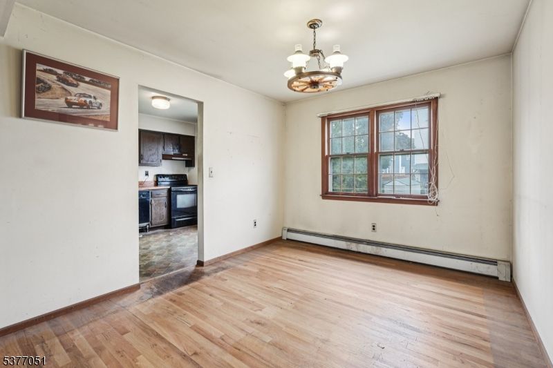 Chandelier, Empty room, Interior, Kitchen, Wood Texture Flooring