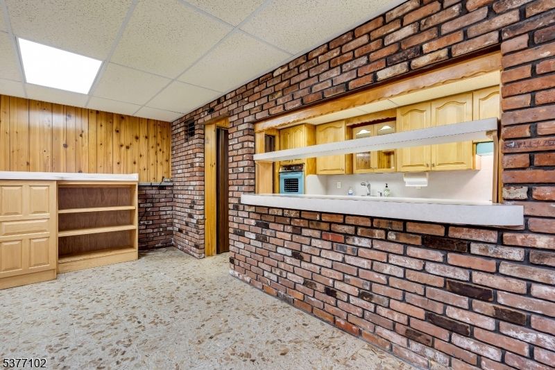 Interior, Kitchen, Recessed Lighting, Stone Walls, Wooden Walls