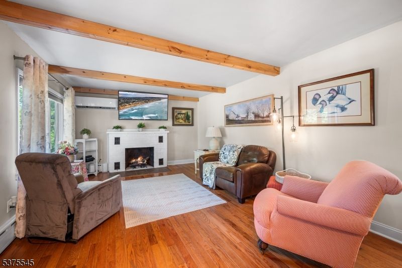 Fireplace, Interior, Living room, Wooden Beams, Wood Texture Flooring