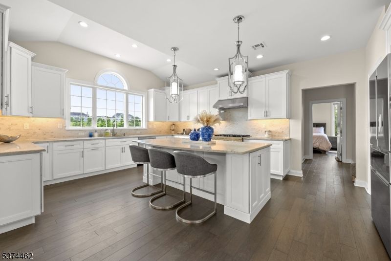 Interior, Kitchen, Pendant Lights, Recessed Lighting, Wood Texture Flooring