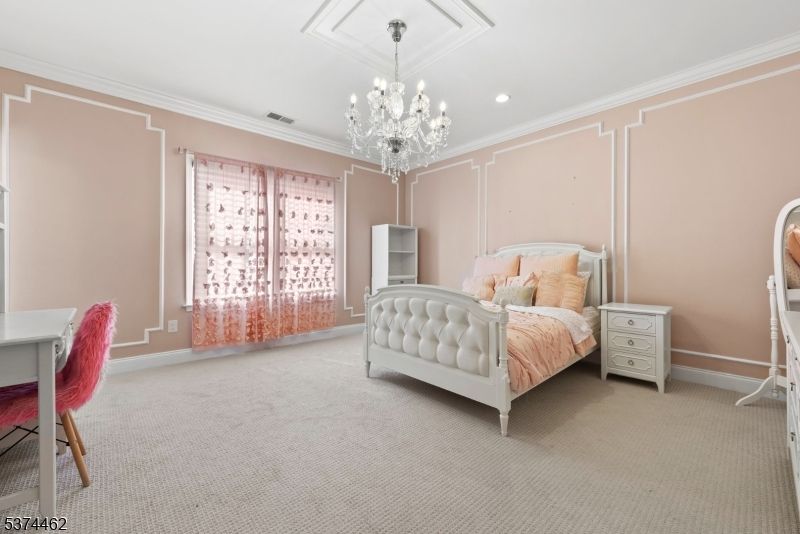 Bedroom, Chandelier, Interior, Recessed Lighting