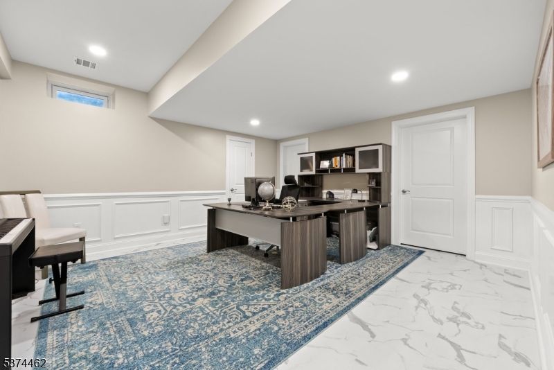 Home Office, Interior, Marble, Recessed Lighting