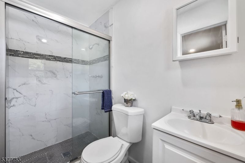 Bathroom, Glass Shower, Interior, Marble Walls, Recessed Lighting