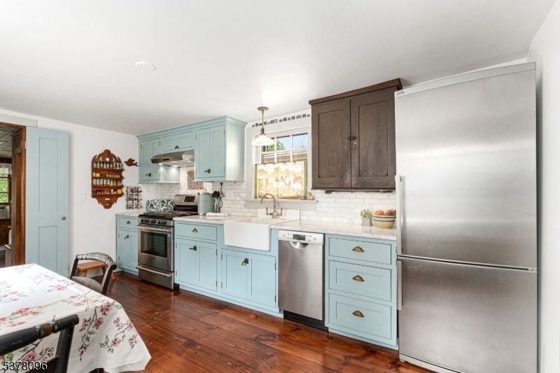 Interior, Kitchen, Pendant Lights, Stainless Steel Appliances, Wood Texture Flooring