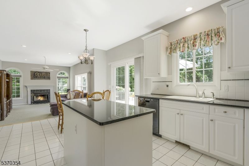 Chandelier, Dining room, Fireplace, Interior, Kitchen, Pendant Lights, Recessed Lighting