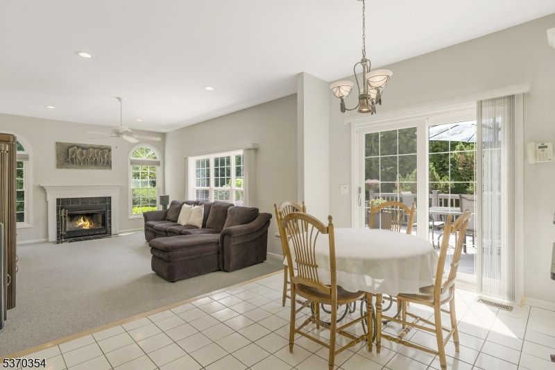 Dining room, Fireplace, Interior, Living room, Pendant Lights, Recessed Lighting