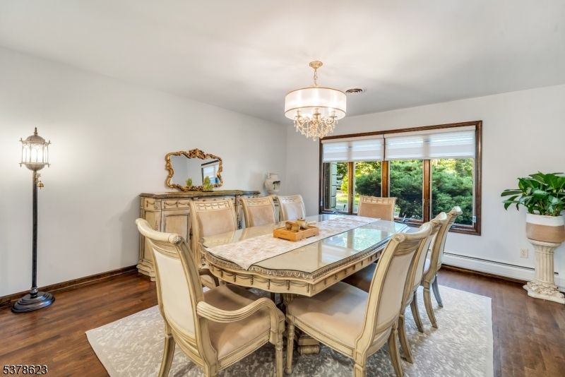 Chandelier, Dining room, Interior, Wood Texture Flooring
