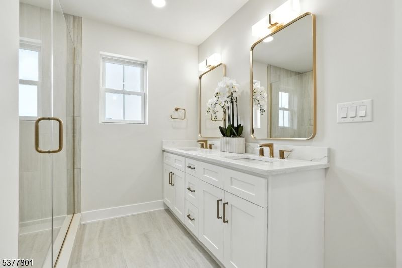 Bathroom, Dual Sink Vanities, Glass Shower, Interior, Recessed Lighting