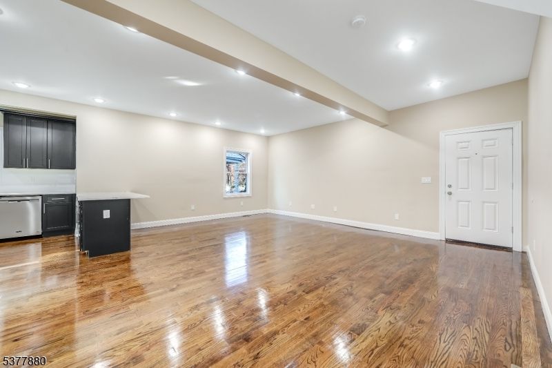 Empty room, Interior, Kitchen, Recessed Lighting, Wood Texture Flooring
