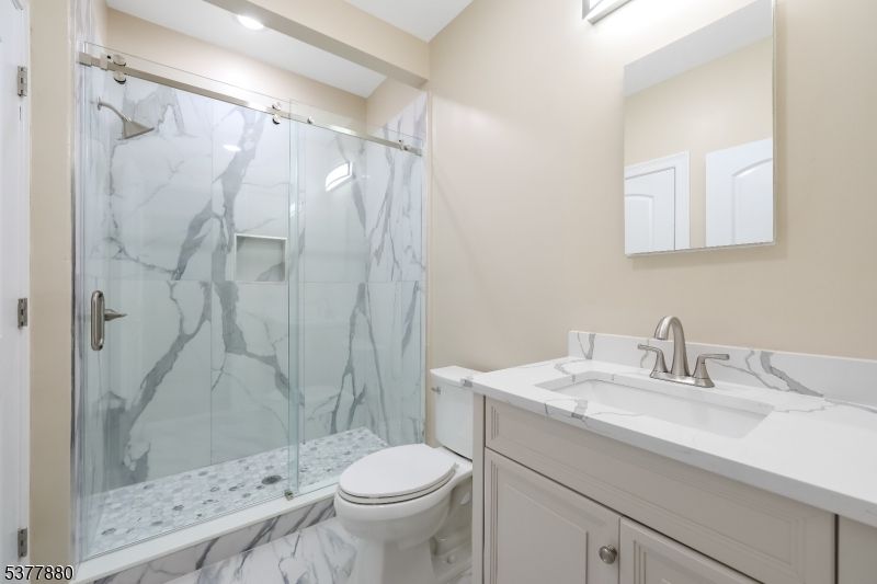 Bathroom, Glass Shower, Interior, Marble, Marble Walls, Recessed Lighting