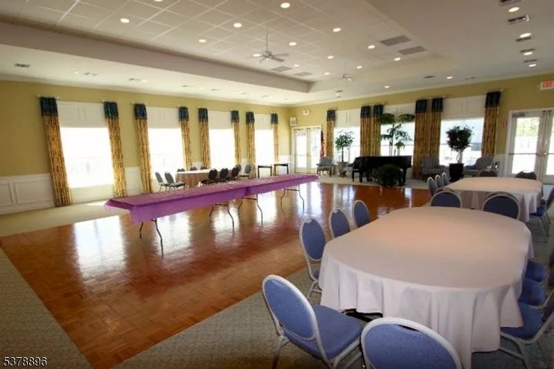 Billiard Table, Dining room, Interior, Piano, Recessed Lighting, Wood Texture Flooring