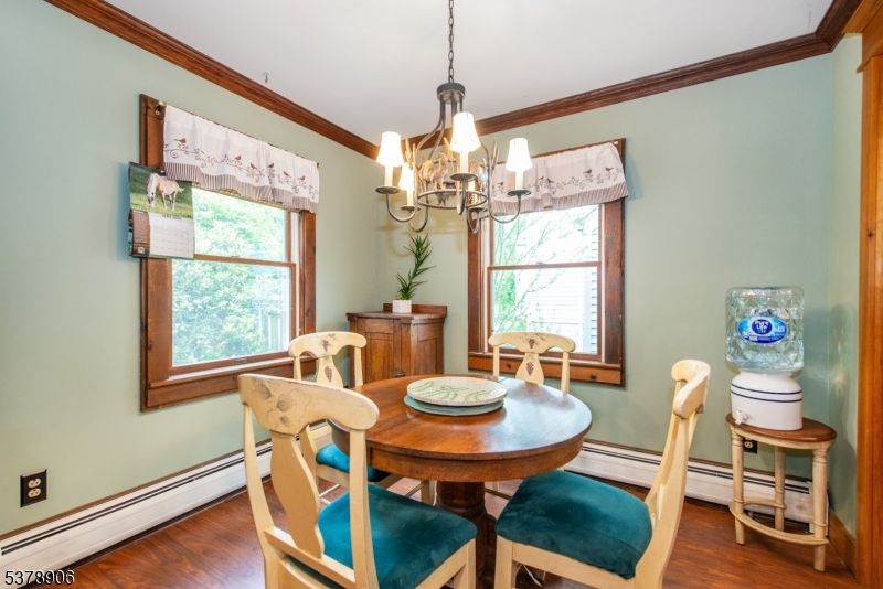 Chandelier, Dining room, Interior, Wood Texture Flooring
