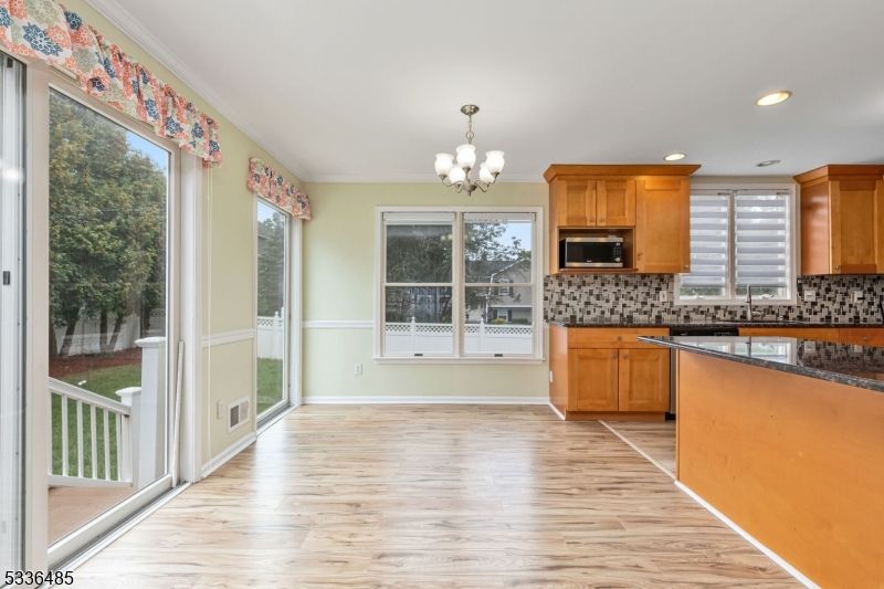Chandelier, Interior, Kitchen, Recessed Lighting, Wood Texture Flooring