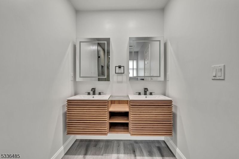 Bathroom, Dual Sink Vanities, Interior, Wood Texture Flooring
